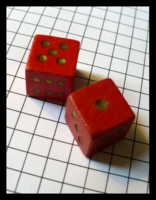 Dice : Dice - 6D - Pair Red Square With Gold Pips